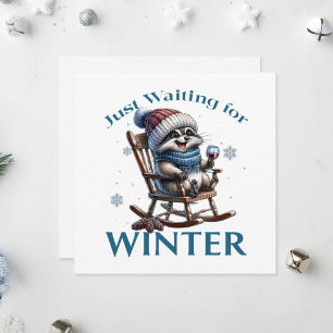 Raccoon lounging on a rocking chair. holiday card