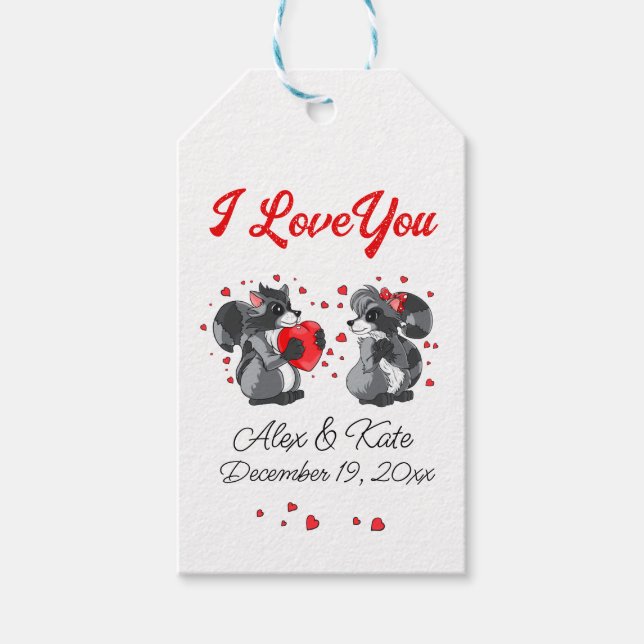  Raccoon Love Gift Tags (Front)