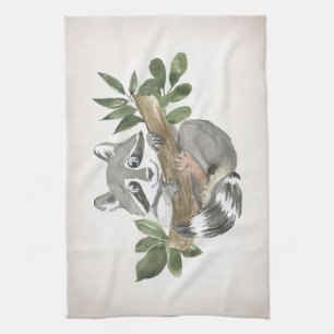 Raccoon Lover Baby Raccoon Nursery Art Kitchen Towel