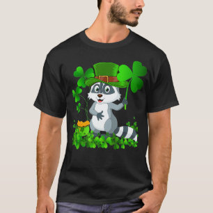 Raccoon Lover Irish Shamrock Cute Raccoon St T-Shirt