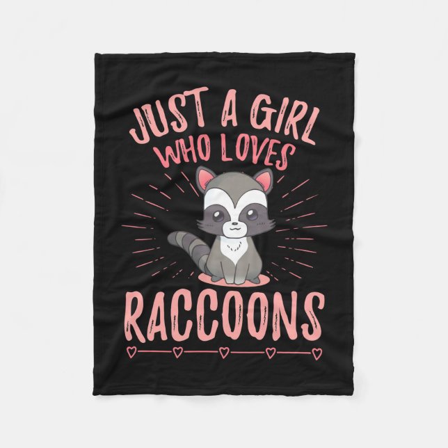 Raccoon Lover Just A Girl Who Loves Raccoon Fleece Blanket (Front)