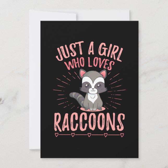 Raccoon Lover Just A Girl Who Loves Raccoon Invitation (Front)