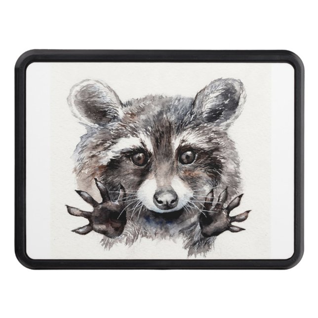 Raccoon Lover Lovely Baby Raccoon Trailer Hitch Cover (Front)