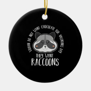 Raccoon Lover Raccoon For Valentines Day Ceramic Ornament