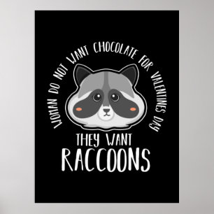 Raccoon Lover Raccoon For Valentines Day Poster