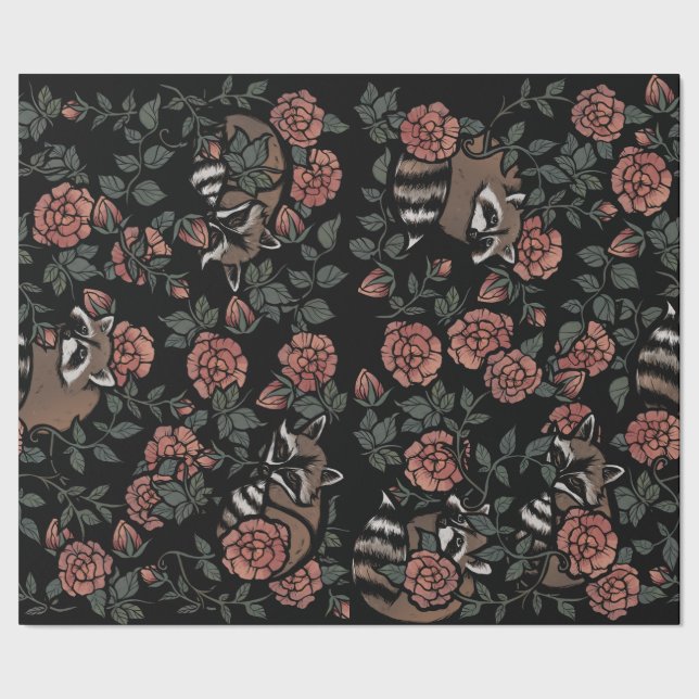 Raccoon lovers cute raccoons art one persons trash wrapping paper (Seam)