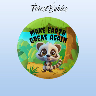 Raccoon, Make Earth Great Again, Environmental 1 Inch Round Button