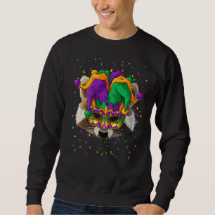 Raccoon Mardi Gras Animal Face Carnival Jester Fes Sweatshirt