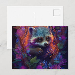 Raccoon Mauve Postcards