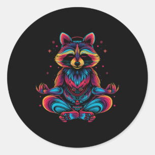 Raccoon Meditating Animal Meditation Zen Funny Yog Classic Round Sticker