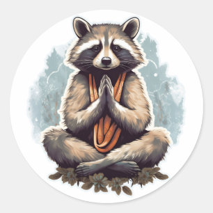 Raccoon Meditation Yoga Classic Round Sticker