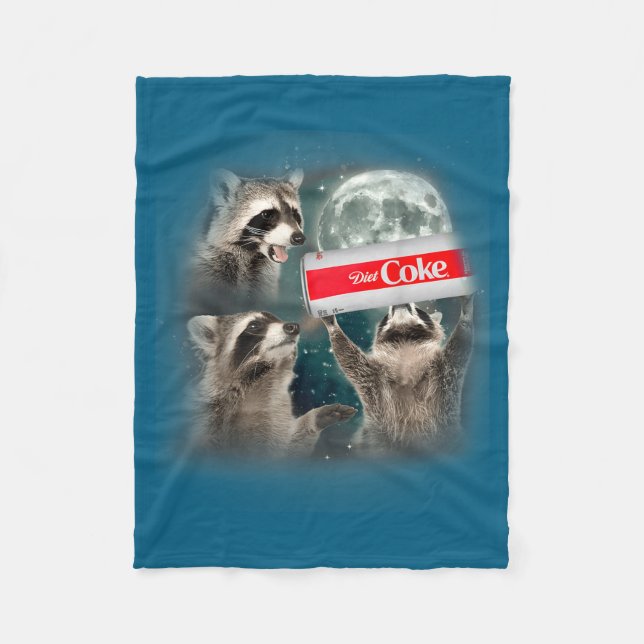 Raccoon Meme 3 Racoons Howling At Moon Funny Weird Fleece Blanket (Front)