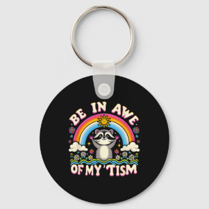 Raccoon Meme Be In Awe Of My tism Meme Autistic Ra Keychain