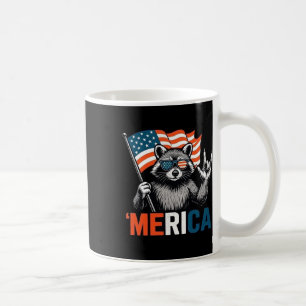 Raccoon Merica American Flag Patriotic 4th Of July Coffee Mug