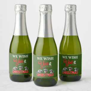 Raccoon Merry Christmas  Sparkling Wine Label