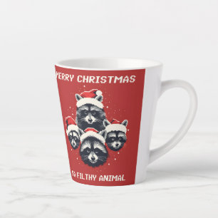 Raccoon Merry Christmas Ya filthy animal Latte Mug