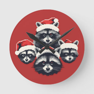 Raccoon Merry Christmas Ya filthy animal Round Clock