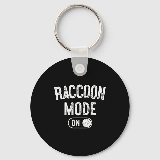 Raccoon Mode On Costume Funny Trash Panda Gift Ani Keychain (Front)