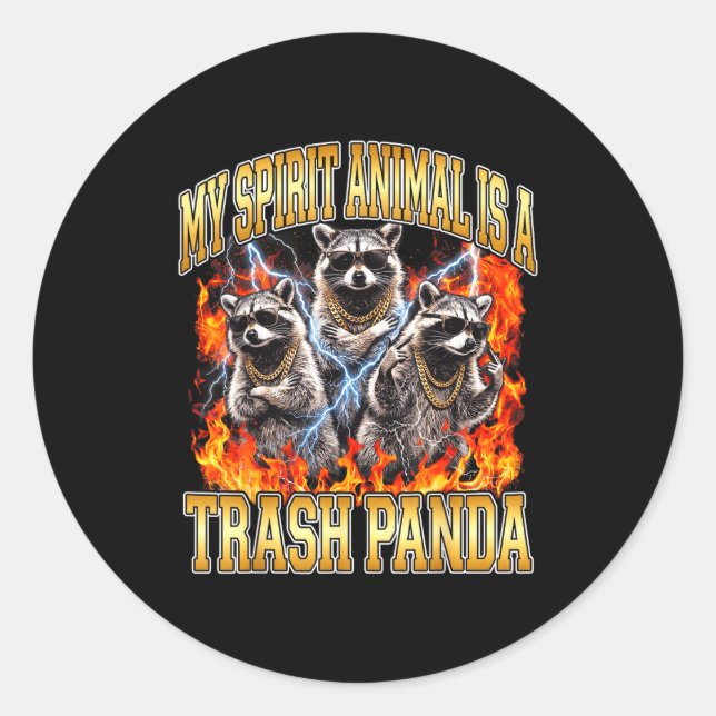 Raccoon My Srit Animal Is A Trash Panda Funny Boot Classic Round Sticker (Front)