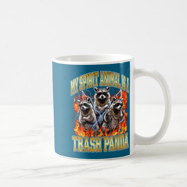 Raccoon My Srit Animal Is A Trash Panda Funny Boot Coffee Mug (Right)