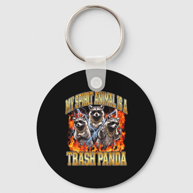 Raccoon My Srit Animal Is A Trash Panda Funny Boot Keychain (Front)