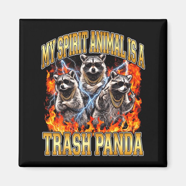 Raccoon My Srit Animal Is A Trash Panda Funny Boot Magnet (Front)
