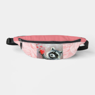 Raccoon N Hearts Print Cut Sew Fanny Pack