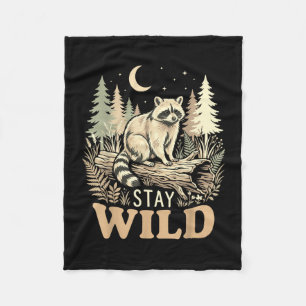 Raccoon nature lover stay wild woodland wildlife fleece blanket