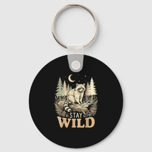 Raccoon nature lover stay wild woodland wildlife keychain