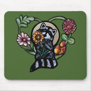 Raccoon Nature lovers sunflower art                Mouse Pad