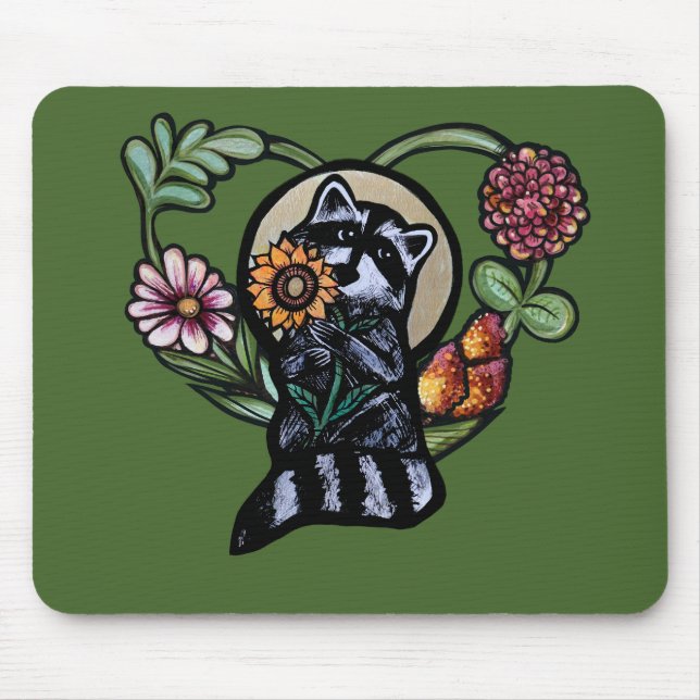 Raccoon Nature lovers sunflower art                Mouse Pad (Front)
