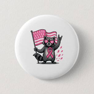 Raccoon Nk Ribbon Breast Cancer Awareness Month Me 2 Inch Round Button