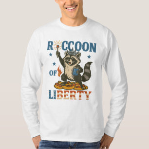 Raccoon of Liberty Funny Patriotic Animal Firewo T-Shirt
