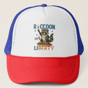 Raccoon of Liberty Funny Patriotic Animal Firewo Trucker Hat