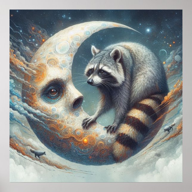 Raccoon on-Moon Poster (Front)