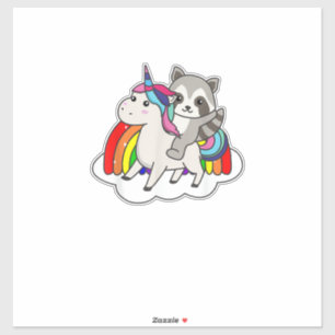 Raccoon On Unicorn Rainbow Animals Sweet Unicorns