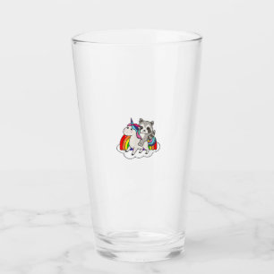Raccoon On Unicorn Rainbow Animals Sweet Unicorns Glass