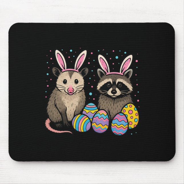 Raccoon Opossum Easter  Mouse Pad (Front)