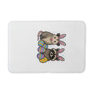 Raccoon Opossum Easter T-Shirt_1 Bath Mat