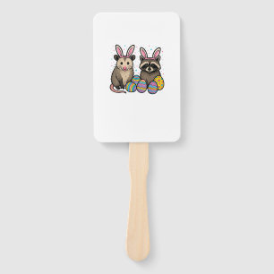 Raccoon Opossum Easter T-Shirt_1 Hand Fan