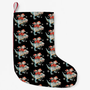 Raccoon Opossum Riding T Rex Santa Hat Christmas Small Christmas Stocking