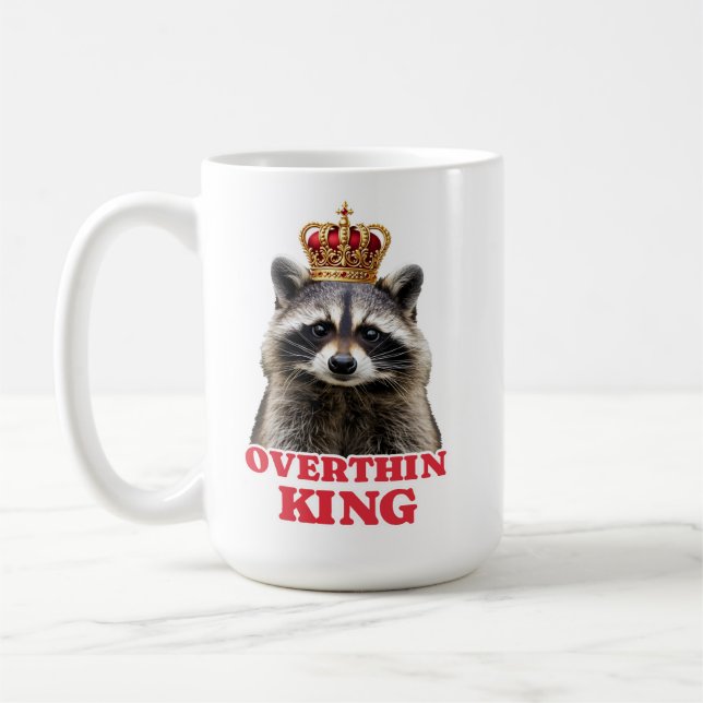 Raccoon Overthinking King Coffee Mug (Left)
