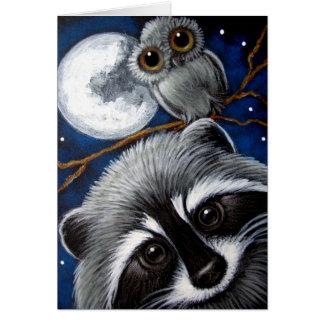 RACCOON & OWL AT NIGHT CUSTOMIZE Card