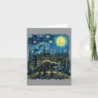 Raccoon Paint The Stars Night Sky Artist Art Card