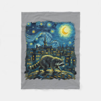 Raccoon Paint The Stars Night Sky Artist Art Fleece Blanket