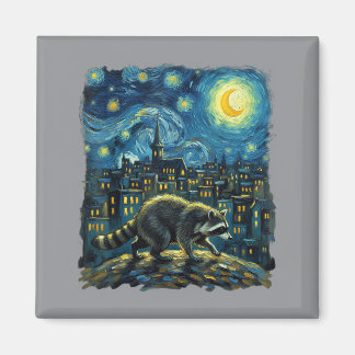 Raccoon Paint The Stars Night Sky Artist Art Magnet