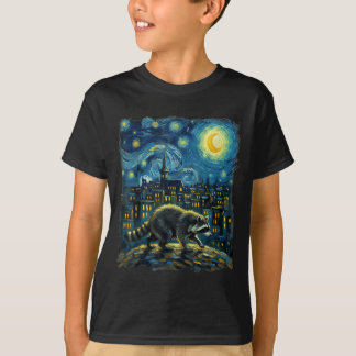 Raccoon Paint The Stars Night Sky Artist Art T-Shirt