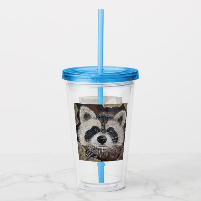 Raccoon Painting Acrylic Tumbler (Front)
