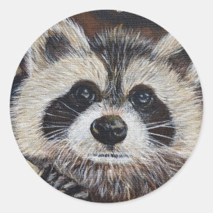 Raccoon Painting Classic Round Sticker