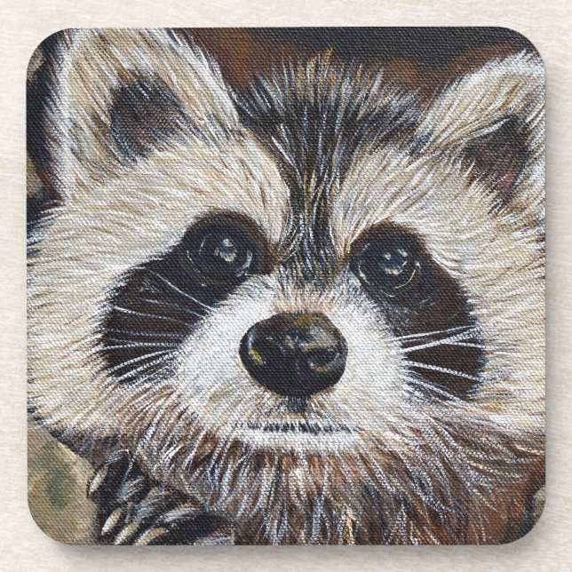 Raccoon Painting Coaster (Front)